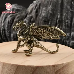 PWSEND Pterosaur Dragon Trang trí, Tượng Pterosaur cổ điển bằng đồng thau nguyên khối, Tượng nhỏ thần thoại Trung Quốc Tượng nhỏ hình rồng thần thoại Trang trí bàn làm việc tại nhà