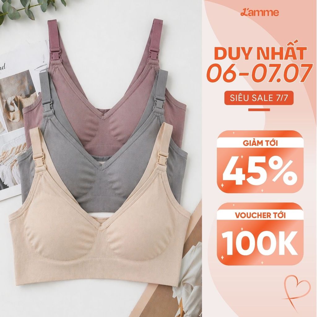 Áo lót bầu A1 không gọng chống chảy sệ có nút tháo thuận tiện, nâng đỡ tốt giữ dáng sau sinh  by L'AMME