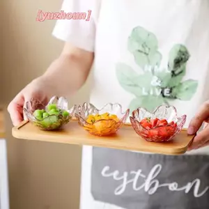 Đĩa Thủy Tinh Nhỏ Phong Cách Nhật Bản Mạ Vàng Bát Nước Sốt Thủy Tinh Mini Kem Trái Cây Sala
