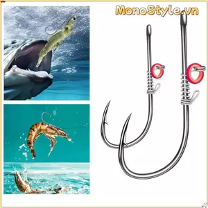 MONOSTYLE 10 Móc Mồi Tôm Sống, Lỗ Rộng Wacky Giun Không Cỏ Thép Carbon Cao, 2024 Mềm Giun Pickerel Thép Carbon Cao Bass Móc Câu Cá Biển