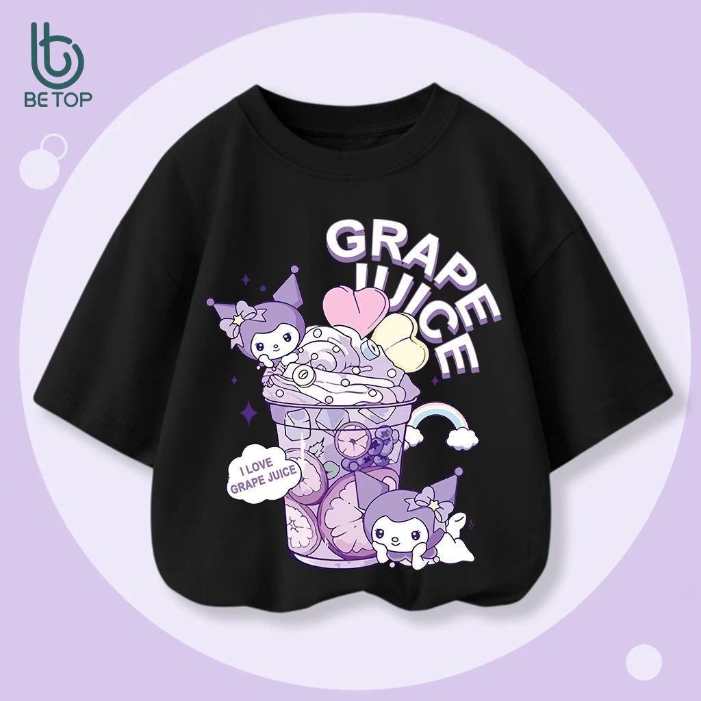 Áo Thun Form Rộng Tay Lỡ Bé Gái BETOP, Áo Phông Premium Cotton In Hình KUROMI Cute, Đáng Yêu Cho Bé Từ 1-10 Tuổi