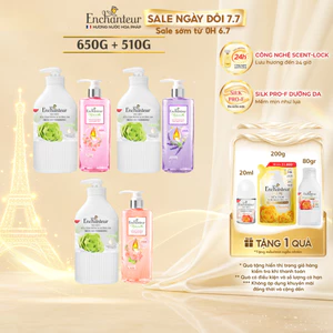 Combo Sữa tắm trắng da hương nước hoa Pháp Enchanteur White Delightful 650g + Sữa tắm thiên nhiên Naturelle 510g
