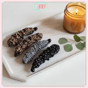 JRP Vintage Da Báo In Chấm Kẻ Sọc Chuối Tóc Cho Nữ Cô Gái Ngọt Ngào Tóc Trang Trí Kẹp Tóc Thời Trang Phụ Kiện Tóc Quà Tặng JRP