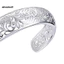 MIC _ Cuff Vòng Tay Mở Tay Thủ Công Tinh Tế Rỗng Màu Bạc Khắc Hoa Văn Retro Lắc Tay Cho Bữa Tiệc