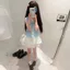 Influencer Cùng Phong Cách Mùa Hè Phong Cách Mới Siêu Cổ Tích Phối Ren Nơ Đan Không Tay Top Cao Cấp Ren Viền Váy Phù Hợp Với