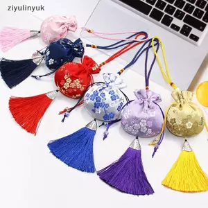 Ziyulinyuk Trung Quốc Lụa Phong Cách Thổ Cẩm Túi Thêu Móc Vải Túi sel Mặt Dây Chuyền Túi Dây Rút Cho Trang Sức Túi Quà Tặng VN