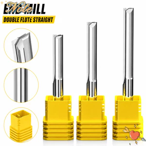NOTE1 Dao phay, Khe cắm thẳng 2 Máy phay đầu sáo, Máy cắt phay gỗ 3.175 4mm Shank Dụng cụ khắc thép cacbua rắn Dụng cụ gỗ / MDF / Gỗ cứng / Acrylic / PVC