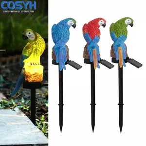 <cosyh>Elegant Resin Solar Light for Garden Parrot Animal Lawn Ornament Waterproof Lamp