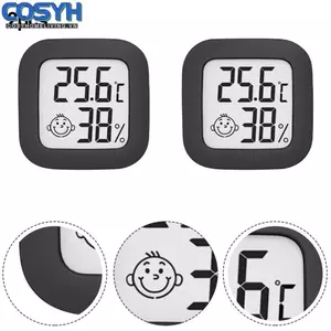<cosyh>2pcs Digital Thermo-Hygrometer Thermometer Humidity LCD Display Meter Black