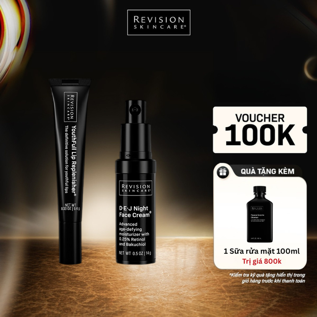 Combo Kem Dưỡng Trẻ Hóa REVISION SKINCARE D·E·J Night Face Cream 14g Và Serum Làm Đầy Môi 9.4g