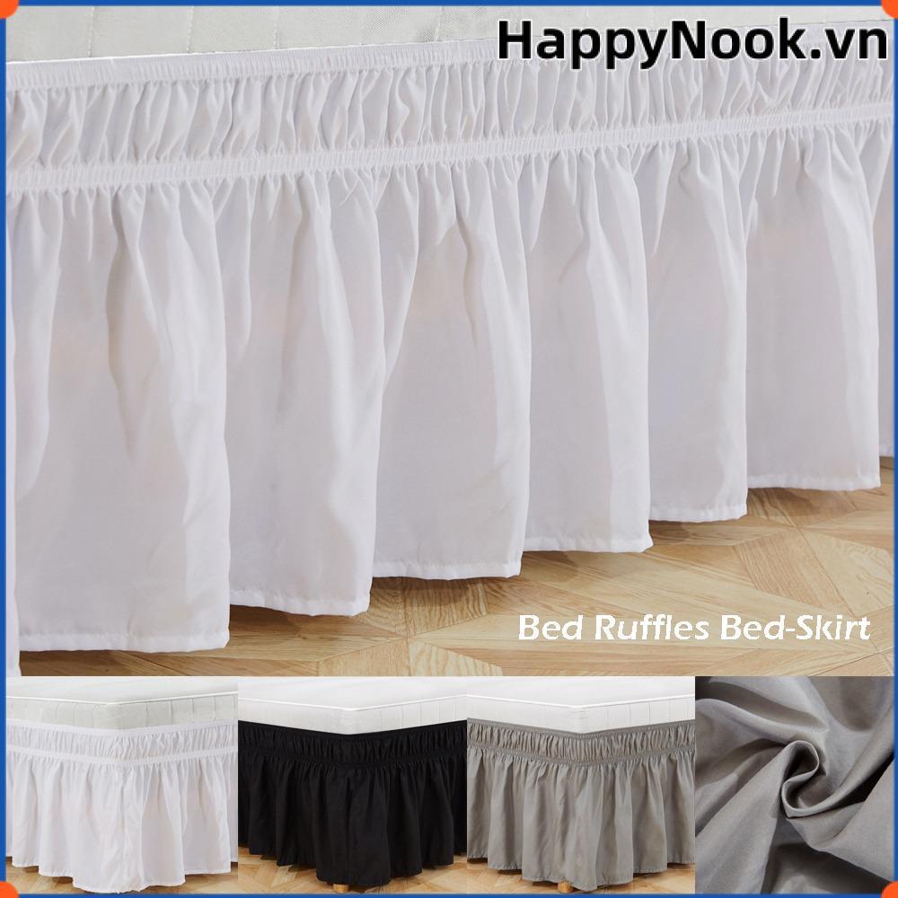HAPPYNOOK Váy Ruffles Co Giãn Tháo Rời, Polyester Màu Trơn, Trang Trí Bên Giường, Thoải Mái, Phòng Ngủ