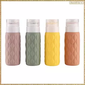 Bộ 4 Chai Du Lịch Silicon 100ml Cho Đồ Dùng Vệ Sinh Rò Rỉ Có Thể Gập Lại Cho Mỹ Phẩm Dầu Gội Kem Dầu Xả Xà Phòng Lotion