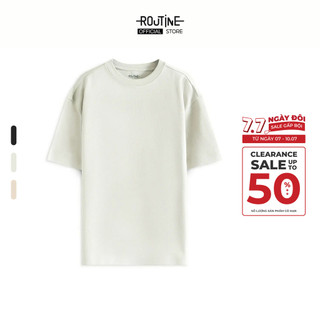 Áo Thun Tay Ngắn Vải Cotton Trơn Phối Tape Form Loose - Routine 10S25TSS052