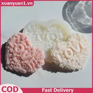 XUAN 1 Hoa Hồng Hình Trái Tim Khuôn Silicon DIY Tình Yêu Hoa Nến Thạch Cao Dụng Cụ Làm Socola Khuôn Đá Trang Trí Quà Tặng Ngày Lễ Tình Nhân VN