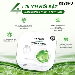 1 Hộp Mặt Nạ Sợi Xơ Rau Má Centella Fiber KEYSHU Dưỡng Ẩm, Hỗ Trợ Ngăn Ngừa Lão Hóa 10 Miếng 30ML