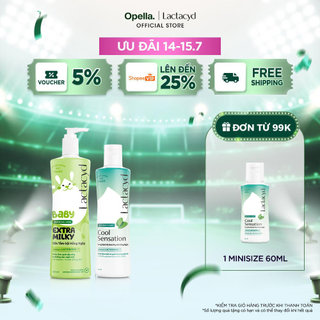 Bộ Chai DDVS Phụ Nữ Lactacyd Cool Sensation 250ml + Sữa Tắm Gội Trẻ Em Extra Milky 500ml