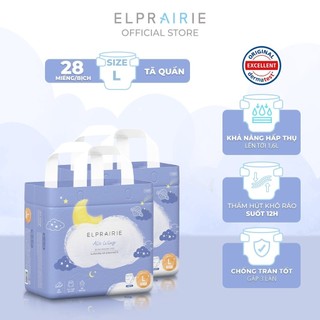 Combo 2 Tã/Bỉm Quần ELPRAIRIE Air Wing Size L 28 Miếng Mềm Nhẹ Thoáng Mát, Chống Tràn Chống Thấm Ngược Cho Bé Từ 9-14kg