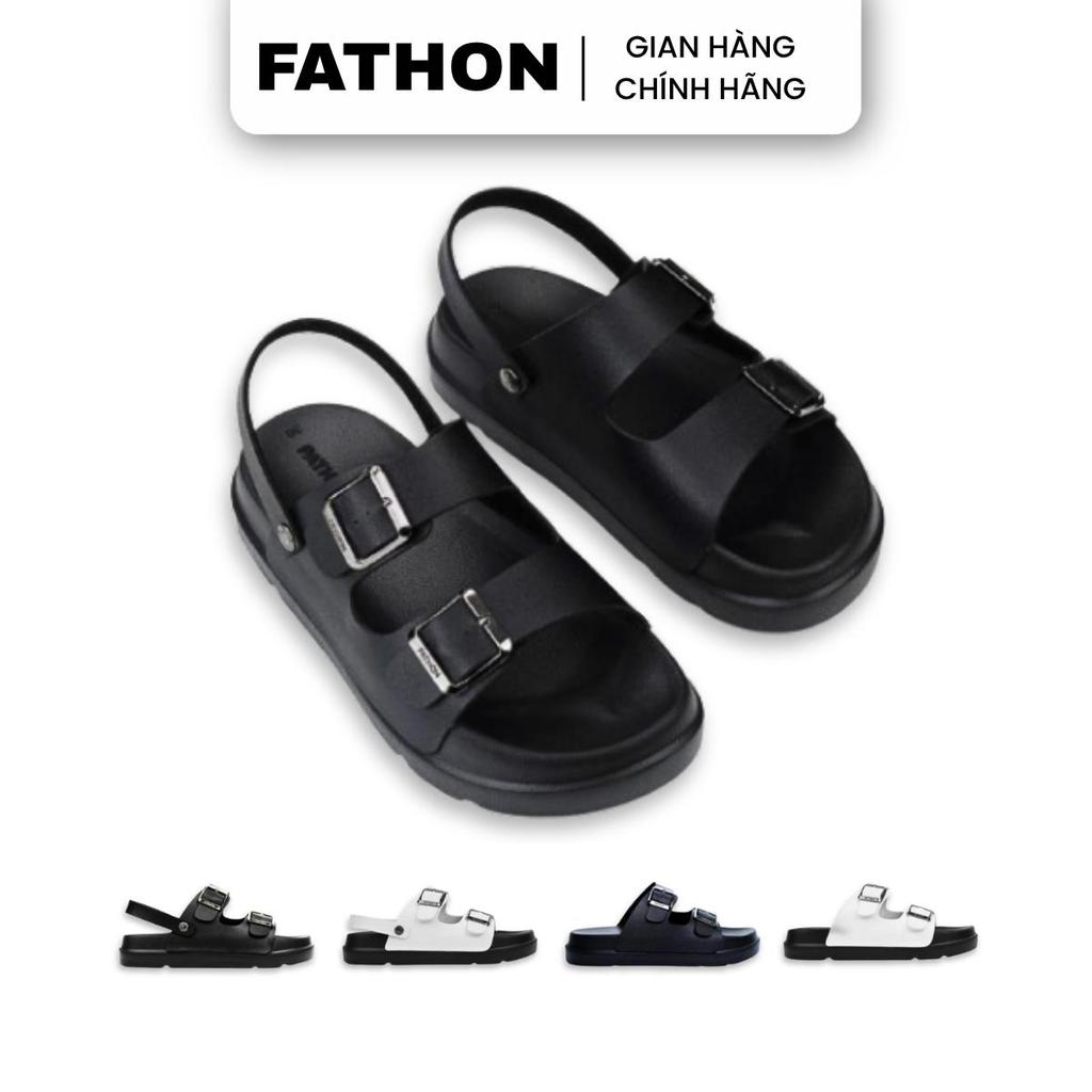 DA09 - Dép nam nữ quai ngang slipper Pathon quai da fiber và đế PU có quai hậu và không có quai hậu