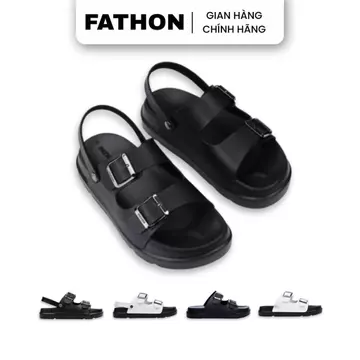 DA09 - Dép nam nữ quai ngang slipper Pathon quai da fiber và đế PU có quai hậu và không có quai hậu