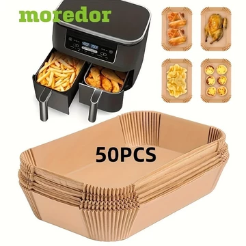 50 / 100 / 150 / 200 Tấm giấy dùng một lần Nồi chiên không khí, Giấy nướng hình chữ nhật, chống dính, Thích hợp cho nồi chiên không khí lớp Ninja, Phụ kiện nồi chiên không khí, Phụ kiện nhà bếp và chố