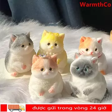 Đồ chơi giảm căng thẳng WARMTHCO, Đồ chơi bóp mềm bằng silicon phục hồi chậm cho mèo, Mô phỏng dễ thương với bề mặt đổ xô Đồ chơi ghim mèo Quà tặng năm
