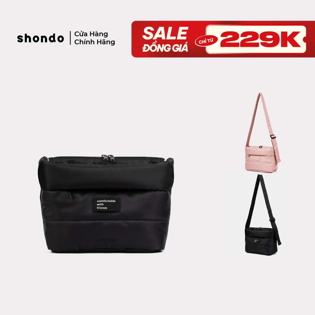 Túi đeo chéo vải dù chần bông Shondo