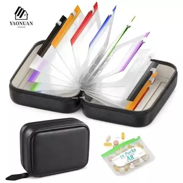 AROMA Hộp đựng thuốc 7 ngày, Túi có khóa kéo mã màu Bộ túi đựng thuốc chống thấm nước, Hộp đựng thuốc bằng da PU chống rò rỉ Túi đựng thuốc hàng tuần chống ẩm Túi đựng thuốc hàng ngày