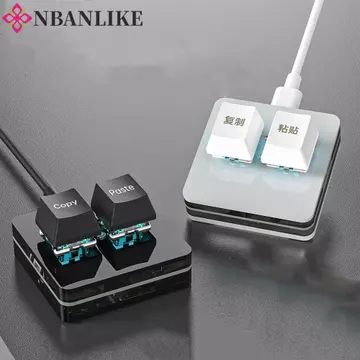 Bàn phím phím mini 2 tùy chỉnh NBANLIKE, Công tắc đỏ Mini Copy Paste Bàn phím, Phụ kiện bàn phím Chiếu sáng Phím cơ Giao diện Type-c 2 phím Trò chơi bàn phím mini