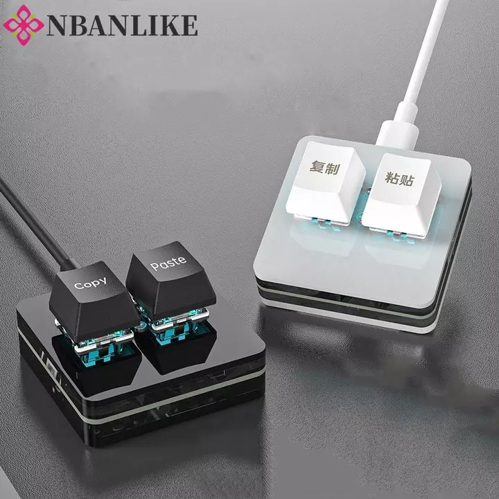 Bàn phím phím mini 2 tùy chỉnh NBANLIKE, Công tắc đỏ Mini Copy Paste Bàn phím, Phụ kiện bàn phím Chiếu sáng Phím cơ Giao diện Type-c 2 phím Trò chơi bàn phím mini