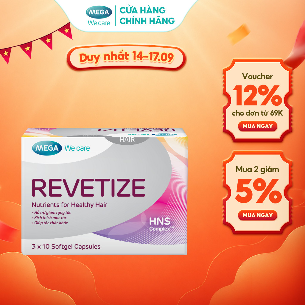 Viên uống hỗ trợ giảm rụng tóc, kích thích mọc tóc Mega We Care Revetize (30 viên) – TPBVSK