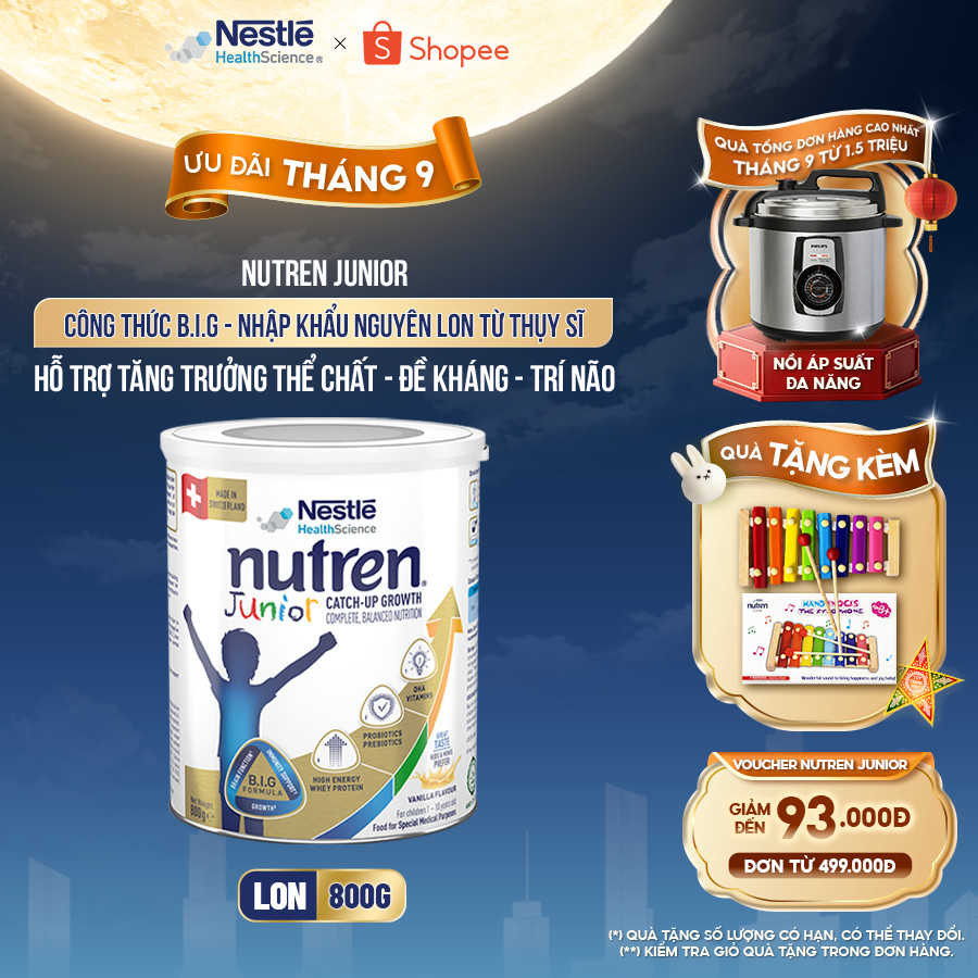Sữa Bột NESTLÉ NUTREN JUNIOR Thụy Sĩ Với Công Thức BIG Hỗ Trợ Tăng Trưởng Cho Bé 800G