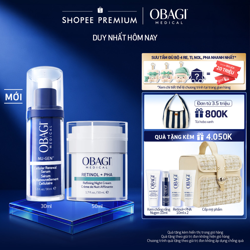 Combo Serum Kích Hoạt Năng Lượng Tế Bào Obagi Nugen 30ml & Kem Dưỡng Đêm Obagi Retinol + PHA 50ml