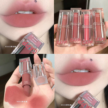 Son môi acrylic trong suốt Cappuvini, son lì trang điểm, mỹ phẩm cho học sinh, son môi tông nude.