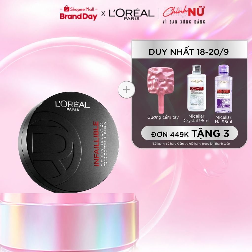 Phấn nước dạng kem nền 24H mịn mướt lâu trôi, che phủ, kiềm dầu L’oreal Paris Infallible Fresh Wear 11G