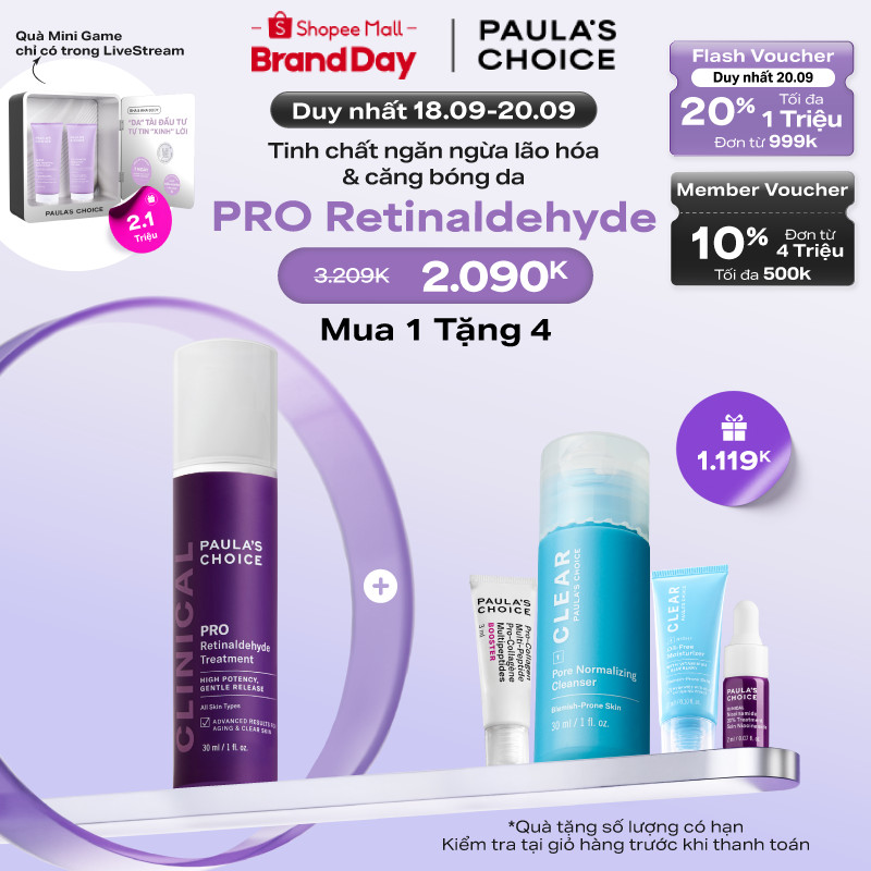 [HSD:11/27] Tinh chất Retinal ngăn ngừa lão hóa và căng bóng da mặt Paula's Choice PRO Retinaldehyde Treatment 30ml 1501