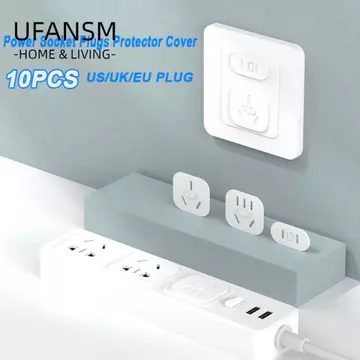 UFASM 10 Cái Ổ cắm bảo vệ, Bảo vệ phích cắm chống điện an toàn, phích cắm US / EU / UK Ổ cắm khóa trẻ em Ổ cắm khóa nhựa Khóa an ninh