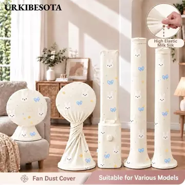Nắp bụi quạt URKIBESOTA, Vỏ bụi quạt đứng đàn hồi in hình thỏ, Vỏ bảo vệ quạt quấn toàn bộ có thể giặt được Quạt đứng & Quạt tháp