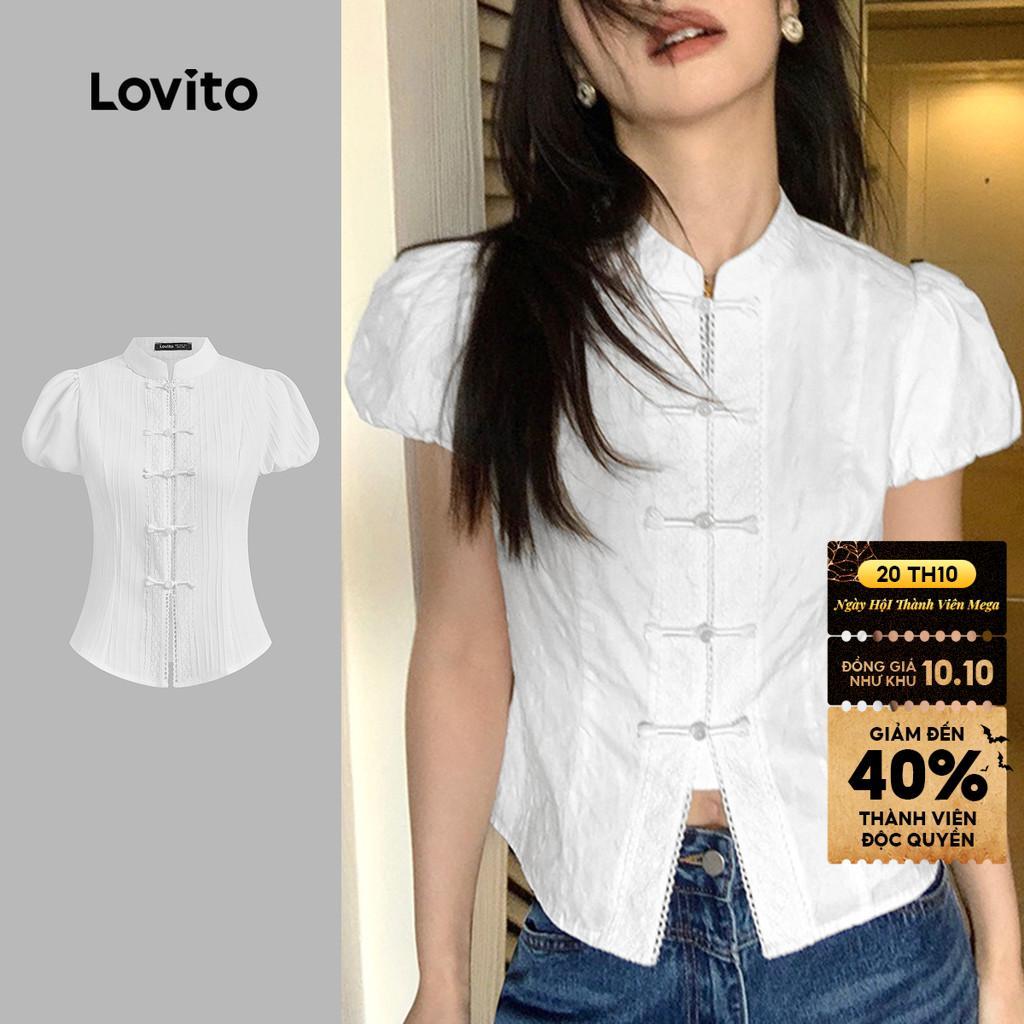 Áo sơ mi Lovito Phong cách thường ngày màu trơn có nút cho nữ L125AD369
