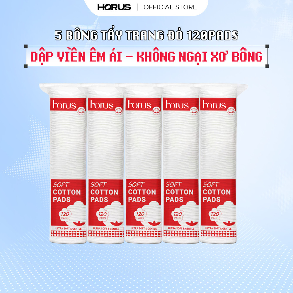Combo 5 gói Bông tẩy trang Horus Soft Cotton Pads 120 miếng