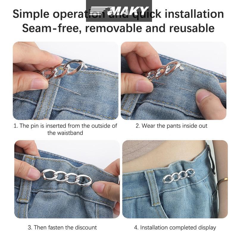Newwellknownepic Đơn Giản Có Thể Tháo Rời Quần Kẹp Có Thể Điều Chỉnh Khóa Thắt Lưng Móng Tay Kim Loại Chân Nút Cho Bé Gái Quần Jean Thắt Lưng VN