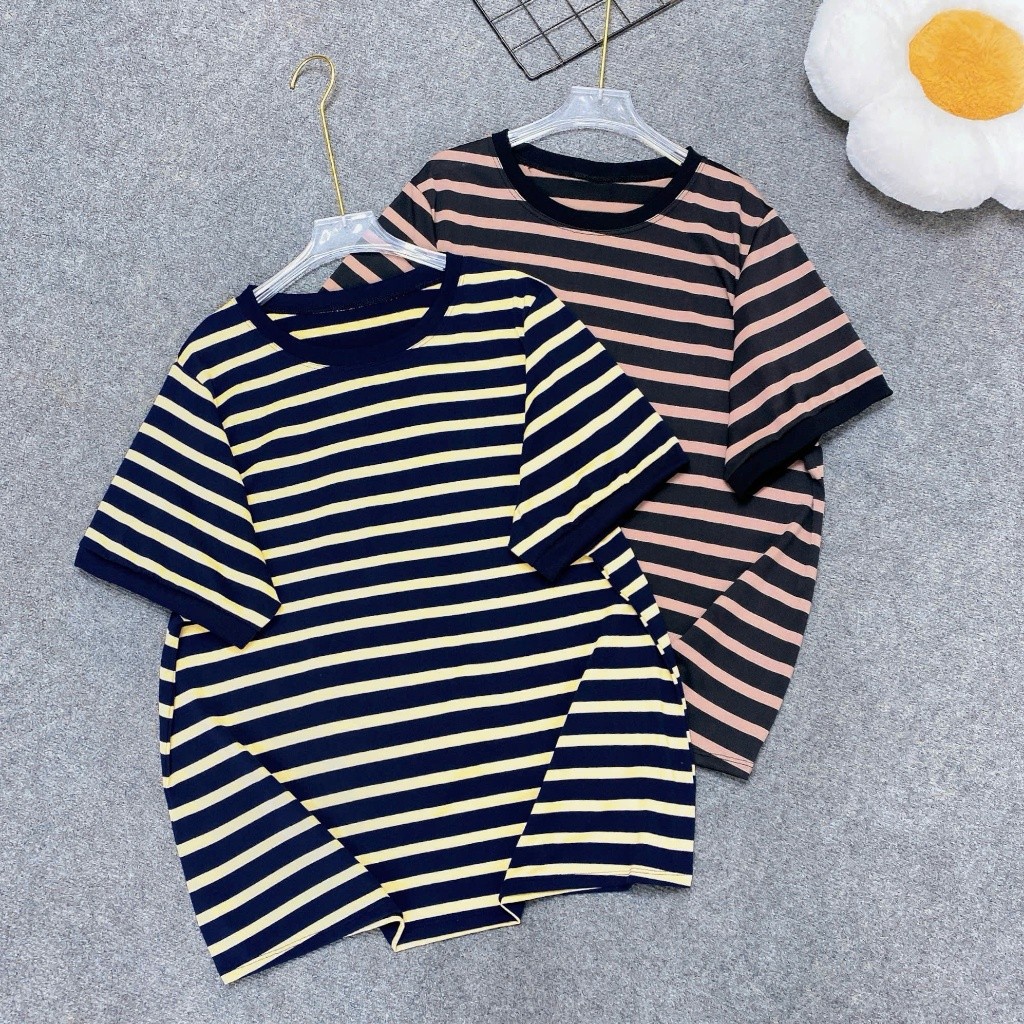 Áo Thun Nữ Bigsize CO NHO Form Rộng Sọc Ngang Tay Ngắn Phong Cách Ulzzang – A308
