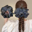 Scrunchie xù bốn lớp vải đàn hồi, kẻ sọc lớn - Phong cách vintage