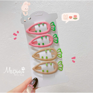 MEOWU SET 4 kẹp Mái Cà Rốt Mix Màu Nhám Đáng yêu Dễ Thương Ngộ Nghĩnh Cho Bé Gái