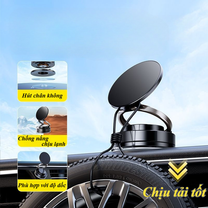 Giá đỡ điện thoại ô tô hút chân không từ tính xoay 360 °,Có thể điều chỉnh linh hoạt