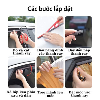 Bộ 4 Rèm Che Nắng Xe Ô Tô ,Rèm Vải Che Nắng Ô Tô ( có dây buộc)