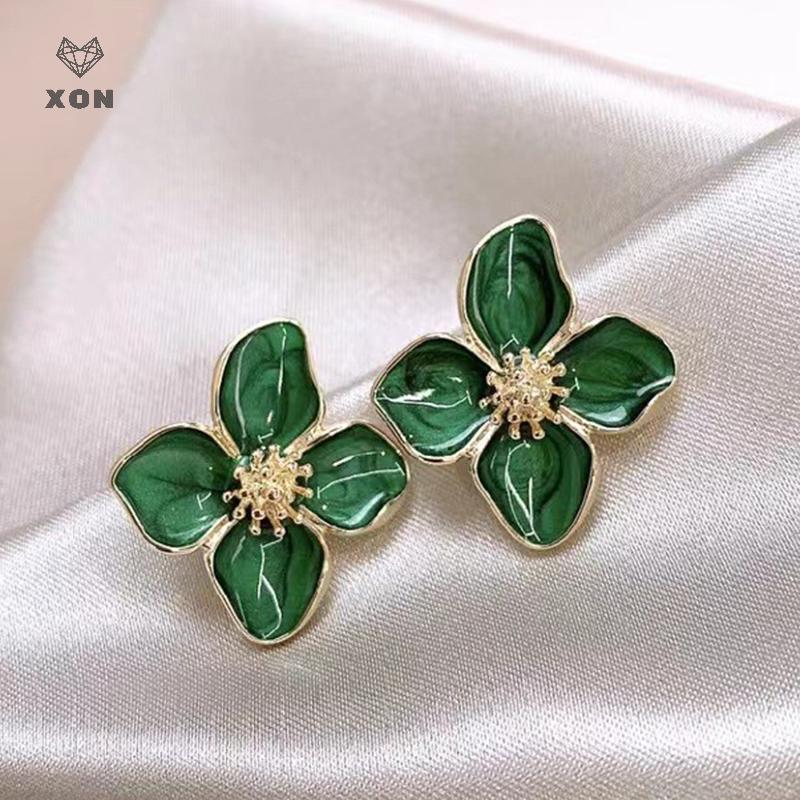 Bông Tai Hoa Tráng Men Nhỏ Giọt Cổ Điển Lãng Mạn