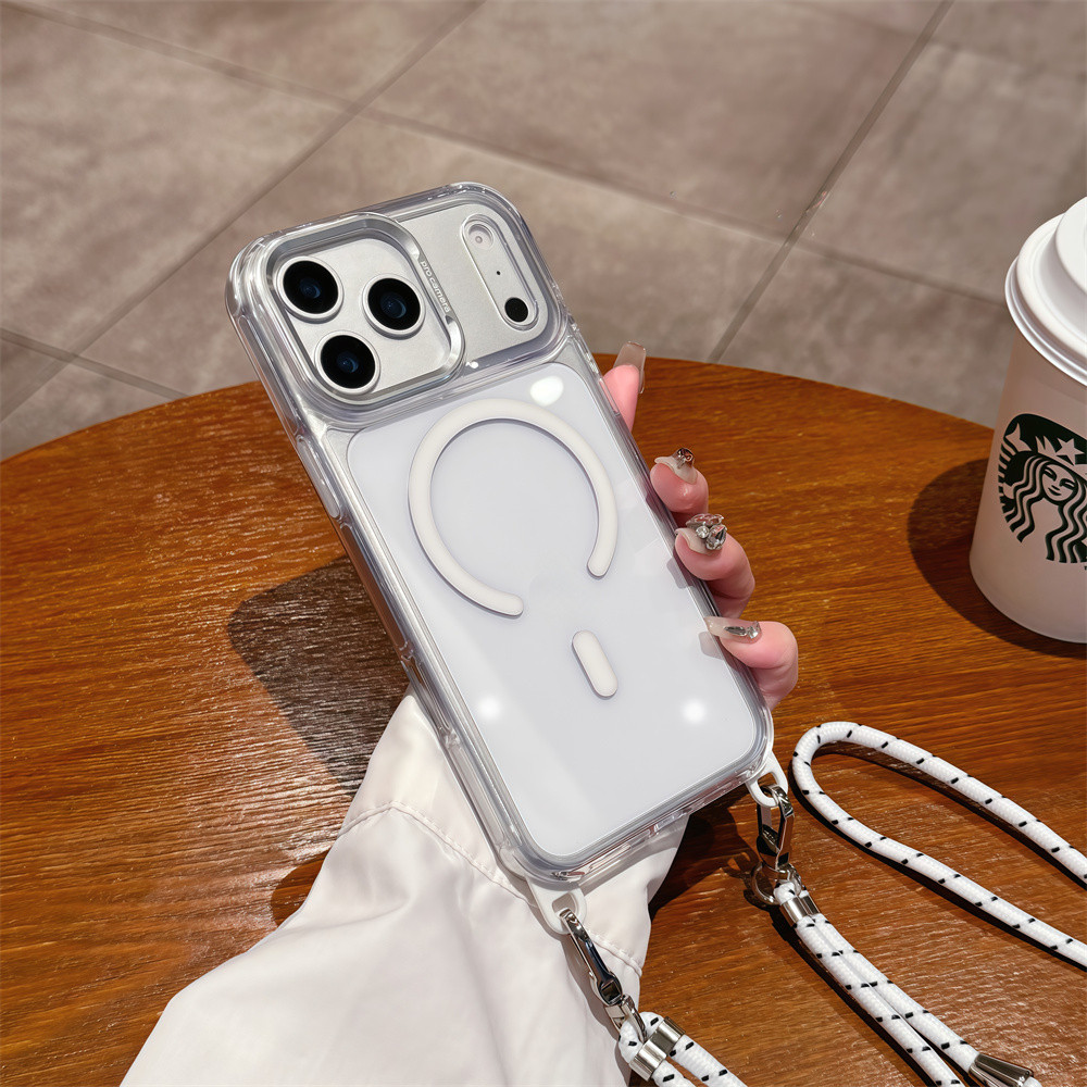 Ốp điện thoại đeo chéo từ tính chống rơi cho iPhone 17 Pro Max Air 16 12 13 14 15 pro max 15 16 plus Bảo vệ ống kính chống rơi Vỏ cứng bảo vệ điện thoại