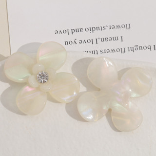 Kẹp tóc hai lớp bốn cánh nhỏ acetate có kim cương sáng, phụ kiện trang sức DIY dành cho nữ
