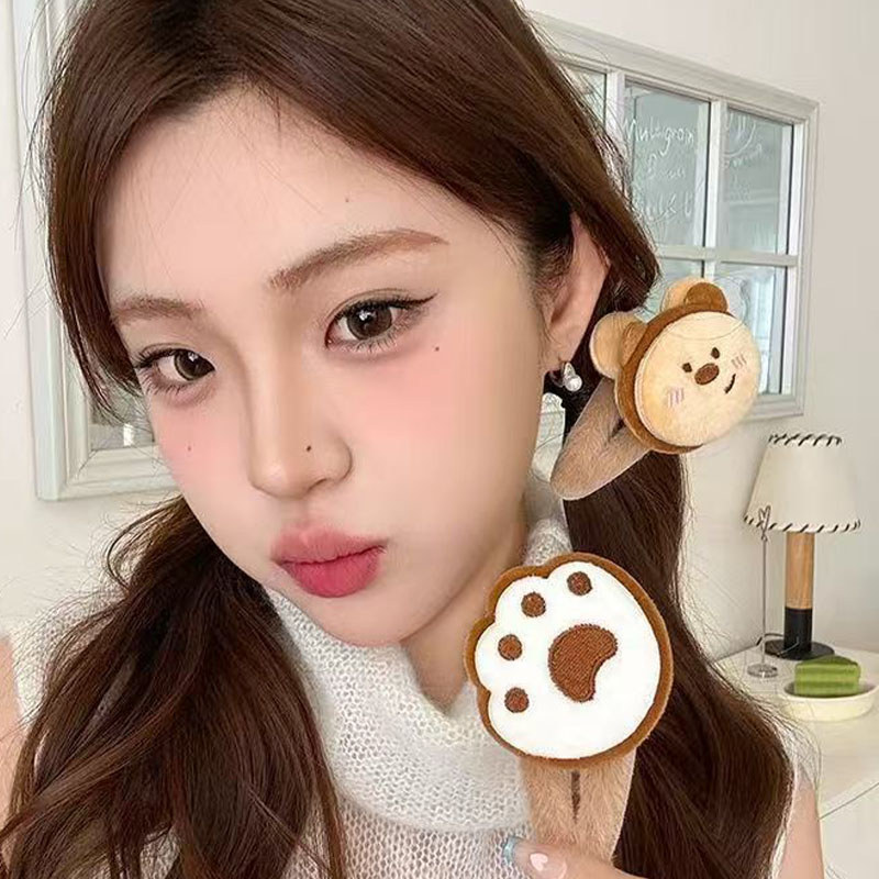 Kẹp tóc hình động vật màu cà phê, thời trang và đáng yêu dành cho bé gái