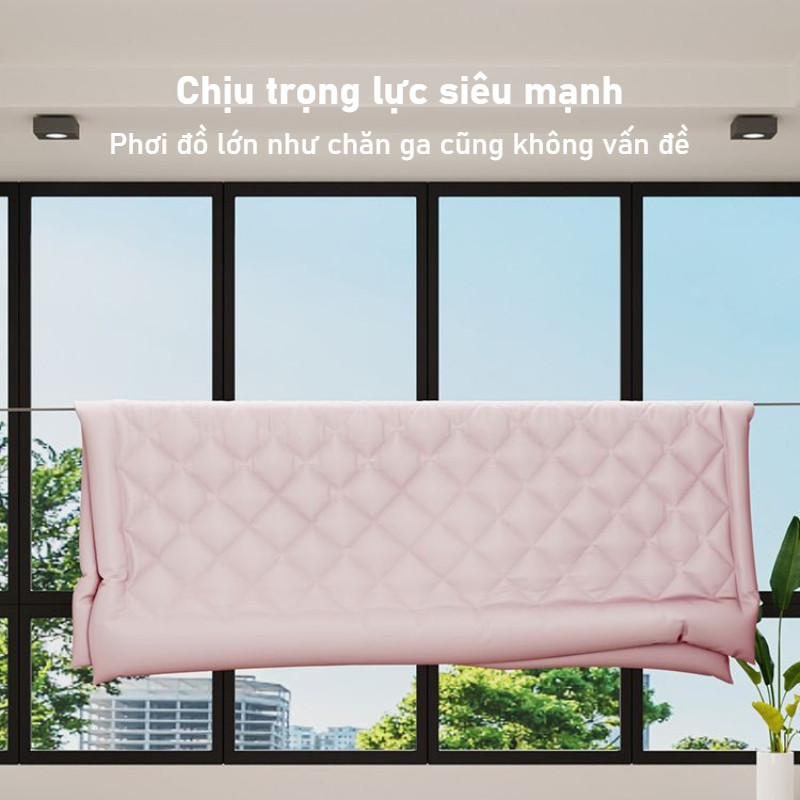 Dây Phơi Quần Áo Rút Gọn Tiện Lợi, dây inox 304 dài 4.2m, giá phơi quần ở ban công/phòng tắm